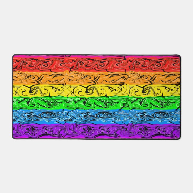 Rainbow Swirl Art Desk Mat (Front)