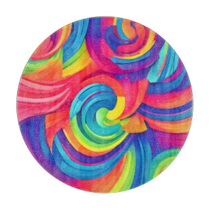 Rainbow Swirl Chaos Design Cutting Board