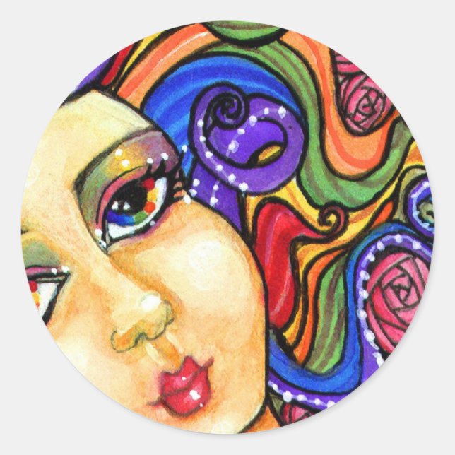 Rainbow Swirl Girls Pretty Rainbow Sticker Sheet (Front)