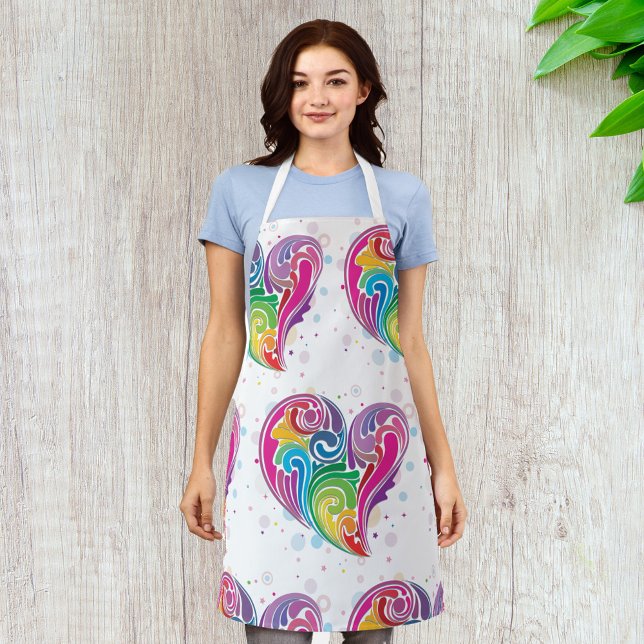 Rainbow Swirl Heart Apron (Creator Uploaded)