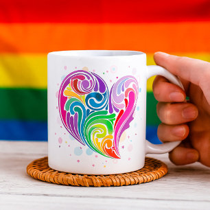 Rainbow Swirl Heart Coffee Mug