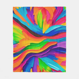 Rainbow Swirl Painting Fleece Blanket
