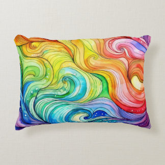 Rainbow Swirl Pattern Accent Pillow