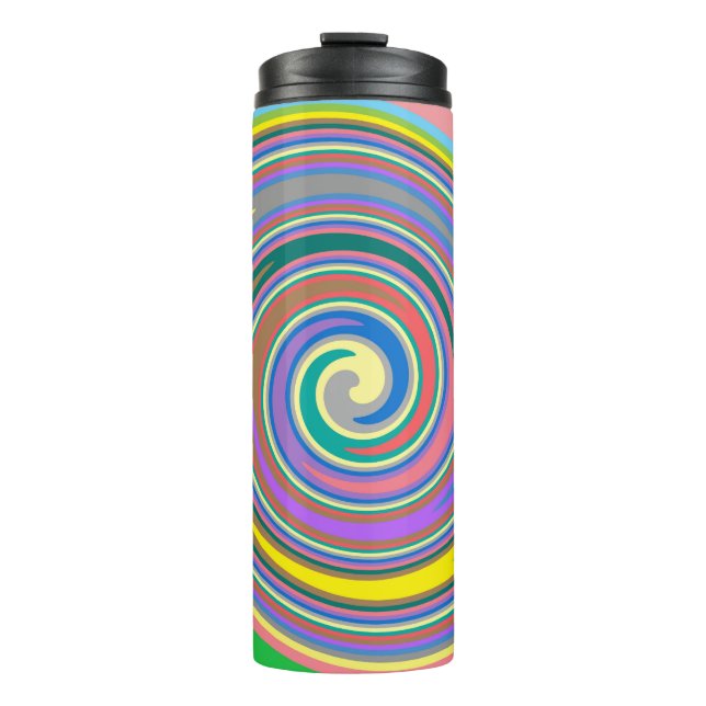 Rainbow swirl pattern thermal tumbler (Front)