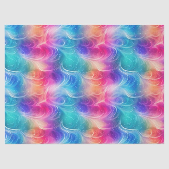 Rainbow Swirl Stardust Decoupage Tissue Paper (Front)