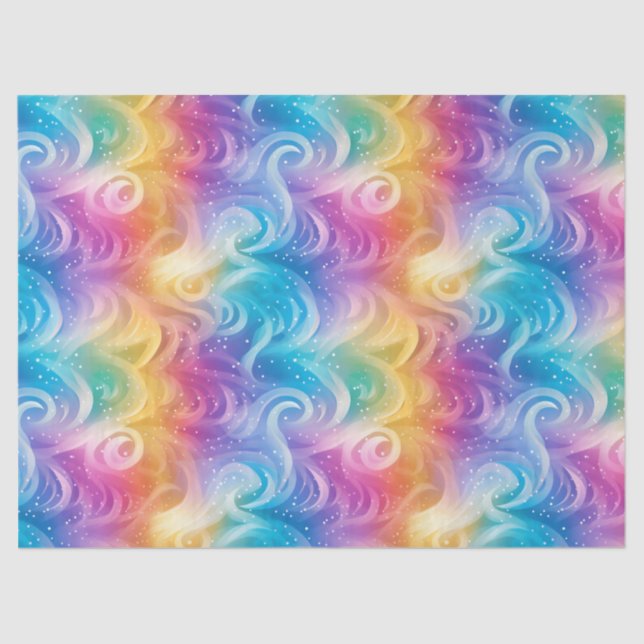 Rainbow Swirl Stardust Decoupage Tissue Paper (Front)