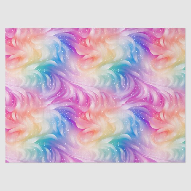 Rainbow Swirl Stardust Decoupage Tissue Paper (Front)