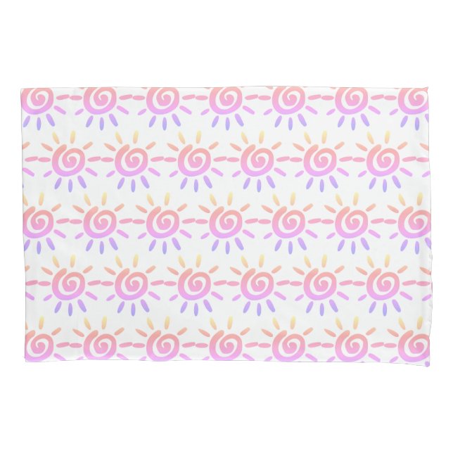 Rainbow Swirl Sun Pastel Pattern Pillow Case (Front)