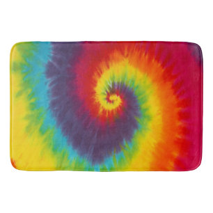 Rainbow Swirl Tie Dye Groovy Cool Colourful Bath Mat