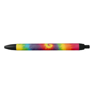 Rainbow Swirl Tie Dye Groovy Cool Colourful Black Ink Pen