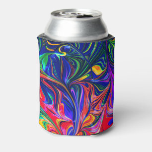 Rainbow Swirl Trippy Glow Stick Can Cooler