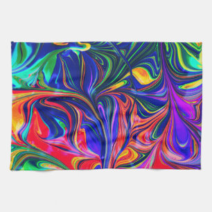 Rainbow Swirl Trippy Glow Stick Kitchen Towel