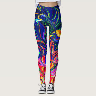 Rainbow Swirl Trippy Glow Stick Leggings