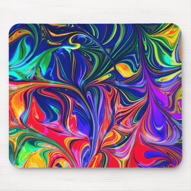 Rainbow Swirl Trippy Glow Stick Mouse Pad (Front)
