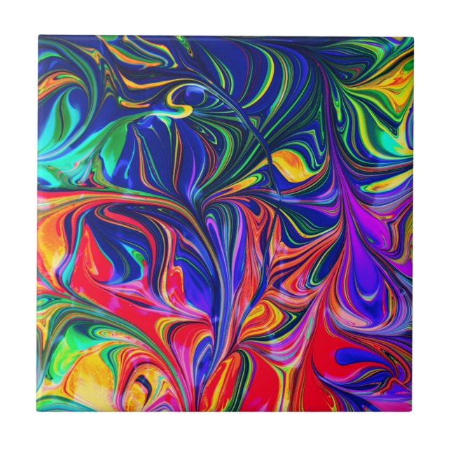 Rainbow Swirl Trippy Glow Stick Tile (Front)