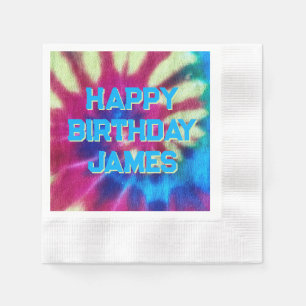 rainbow swirl vivid colourful rainbow tie dye napkin
