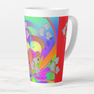 Rainbow Swirl With Leaves Latte Mug