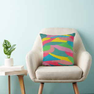 Rainbow Swirls Abstract Throw Pillow