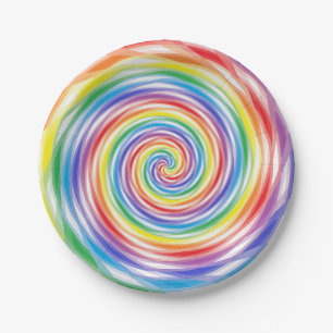 Rainbow Swirls Paper Plate