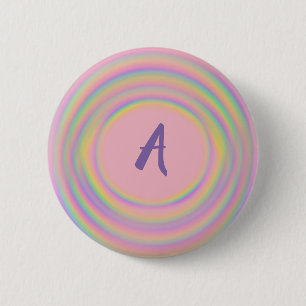 Rainbow Swirls with Monogram 2 Inch Round Button