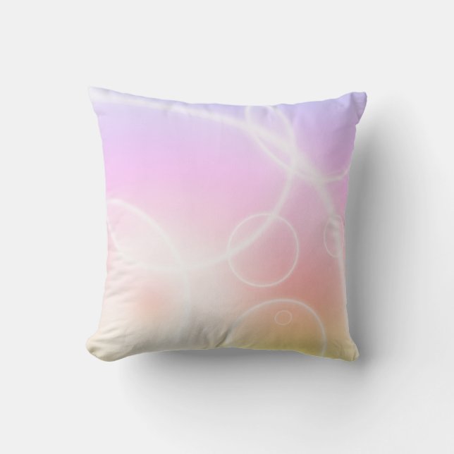 Rainbow Swirls Yellow Pink Cushion Pillow (Front)
