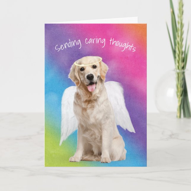 Rainbow Sympathy Golden Retriever Loss of Pet Card (Front)