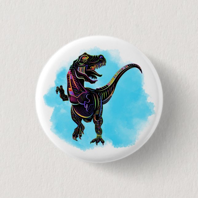 Rainbow T-Rex 1 Inch Round Button (Front)