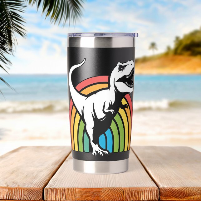 Rainbow T Rex Insulated Tumbler (Beach)