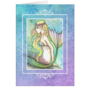 Rainbow Tail Mermaid Blank Card
