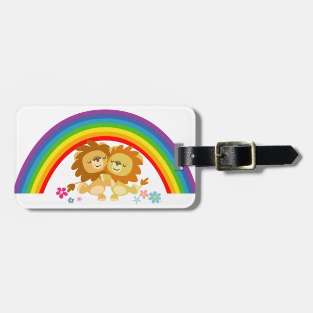 Rainbow Tango-Cute Cartoon Lions Luggage Tag (Front Horizontal)