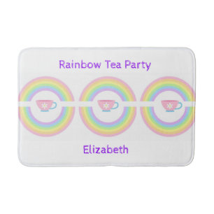 Rainbow Tea Party Bathroom Bath Mat