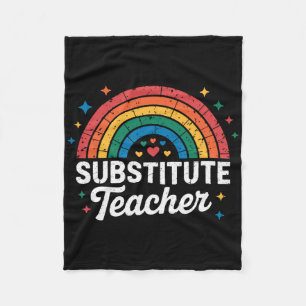 Rainbow Teacher Back To School Substitute Teacher Fleece Blanket