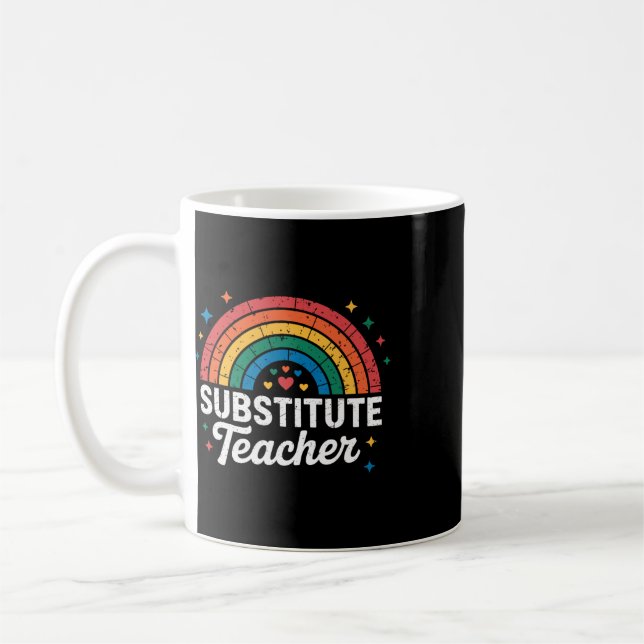 Rainbow Teacher Ck To School Substitute Teacher  Coffee Mug (Left)