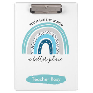 Rainbow Teacher Clipboards Boho Blue Personalized