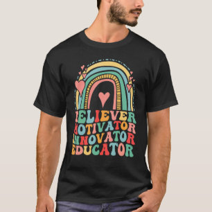 Rainbow Teachers Retro Believer Motivator Innovato T-Shirt