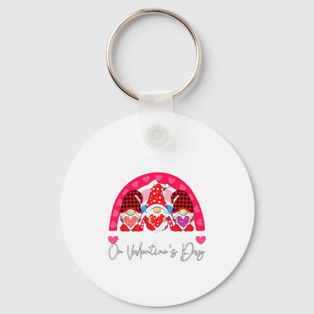Rainbow Teaching 4th Grade On Valentines Day Teac  Keychain (Front)