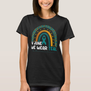 Rainbow Teal Leopard Myasthenia Gravis Awareness W T-Shirt