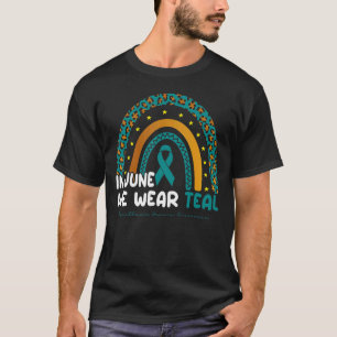 Rainbow Teal Leopard Myasthenia Gravis Awareness W T-Shirt
