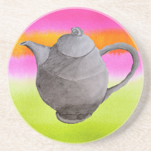 Rainbow Teapot arty tea party Coaster