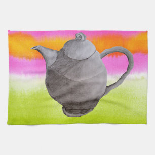 Rainbow Teapot arty tea party Kitchen Towel