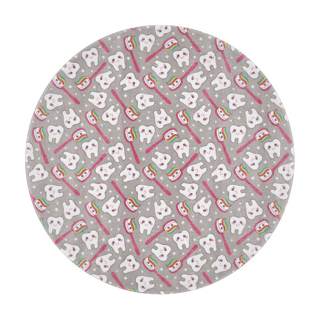 Rainbow Teeth Pattern Cutting Board (Front)