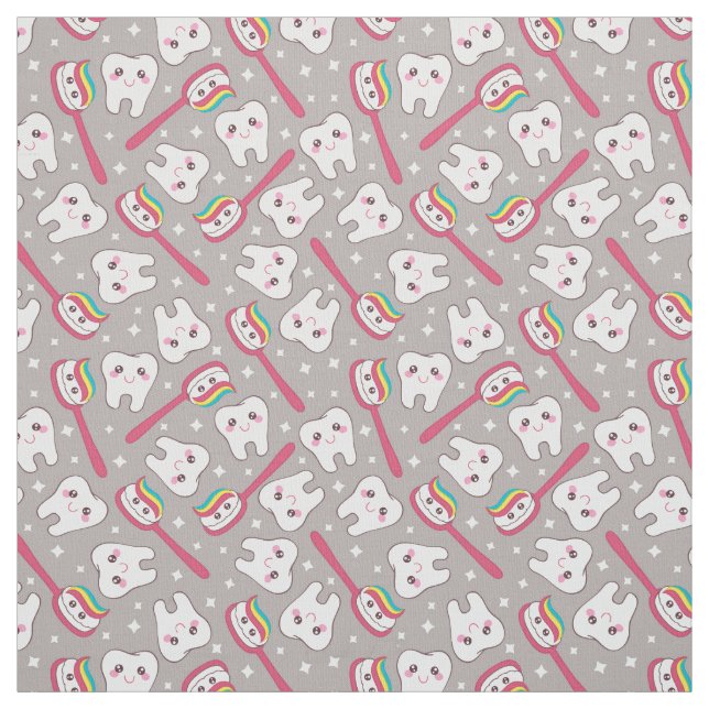 Rainbow Teeth Pattern Fabric (Swatch)