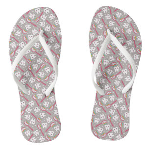 Rainbow Teeth Pattern Flip Flops