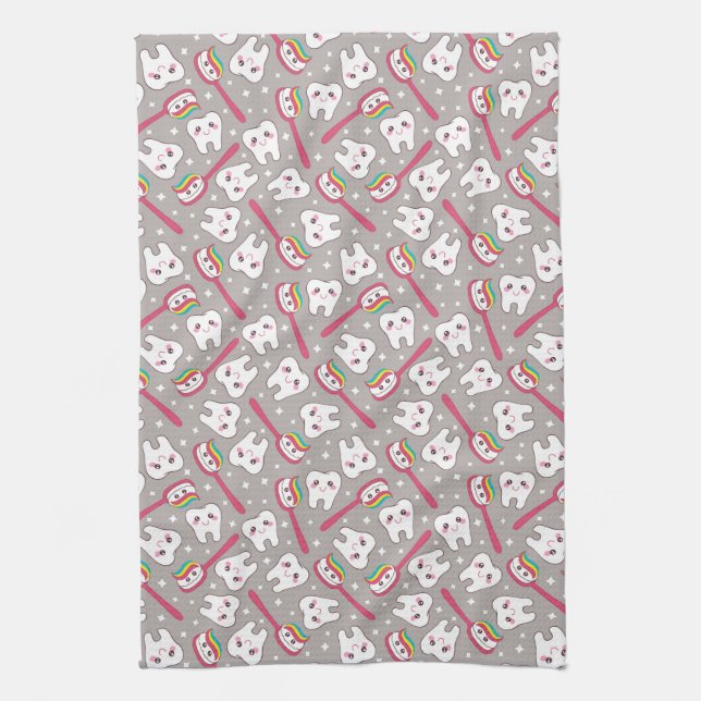 Rainbow Teeth Pattern Kitchen Towel (Vertical)