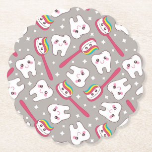 Rainbow Teeth Pattern Paper Coaster
