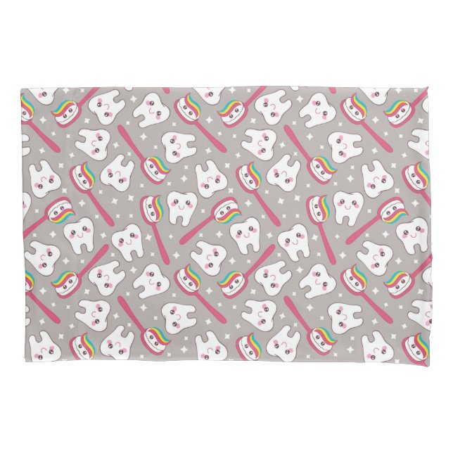 Rainbow Teeth Pattern Pillowcase (Front-Left)