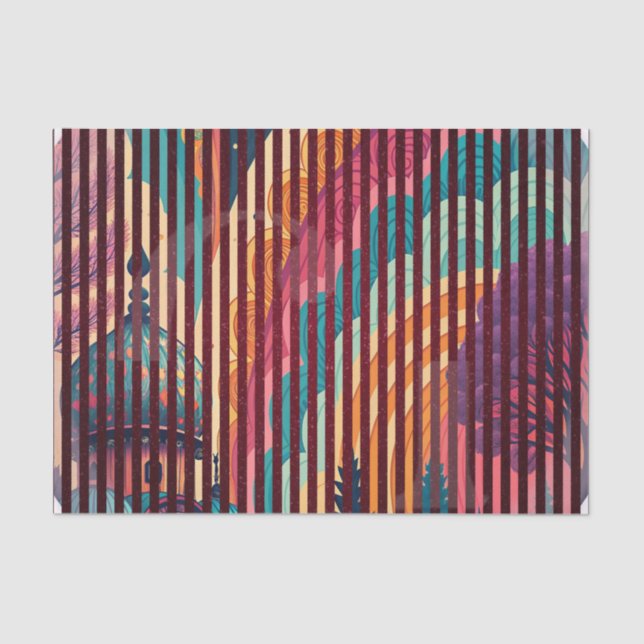 Rainbow Temple Striped Tissue Paper – Customizable (Front)