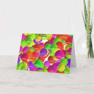 Rainbow Tennis Ball Birthday Wishes Card