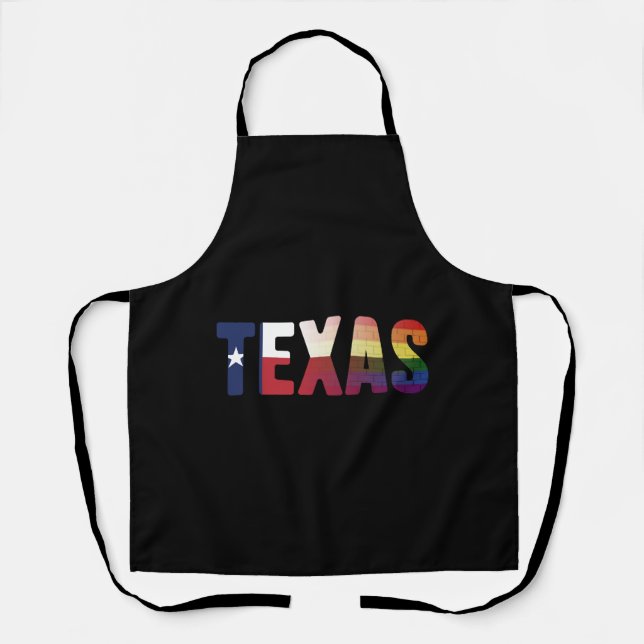 Rainbow Texas Flag Design for proud LGBT Texan Apron (Front)