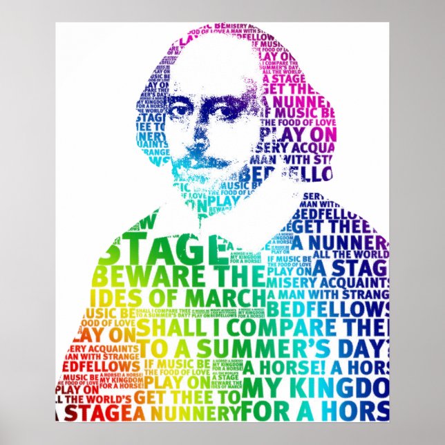 Rainbow text shakespeare poster (Front)